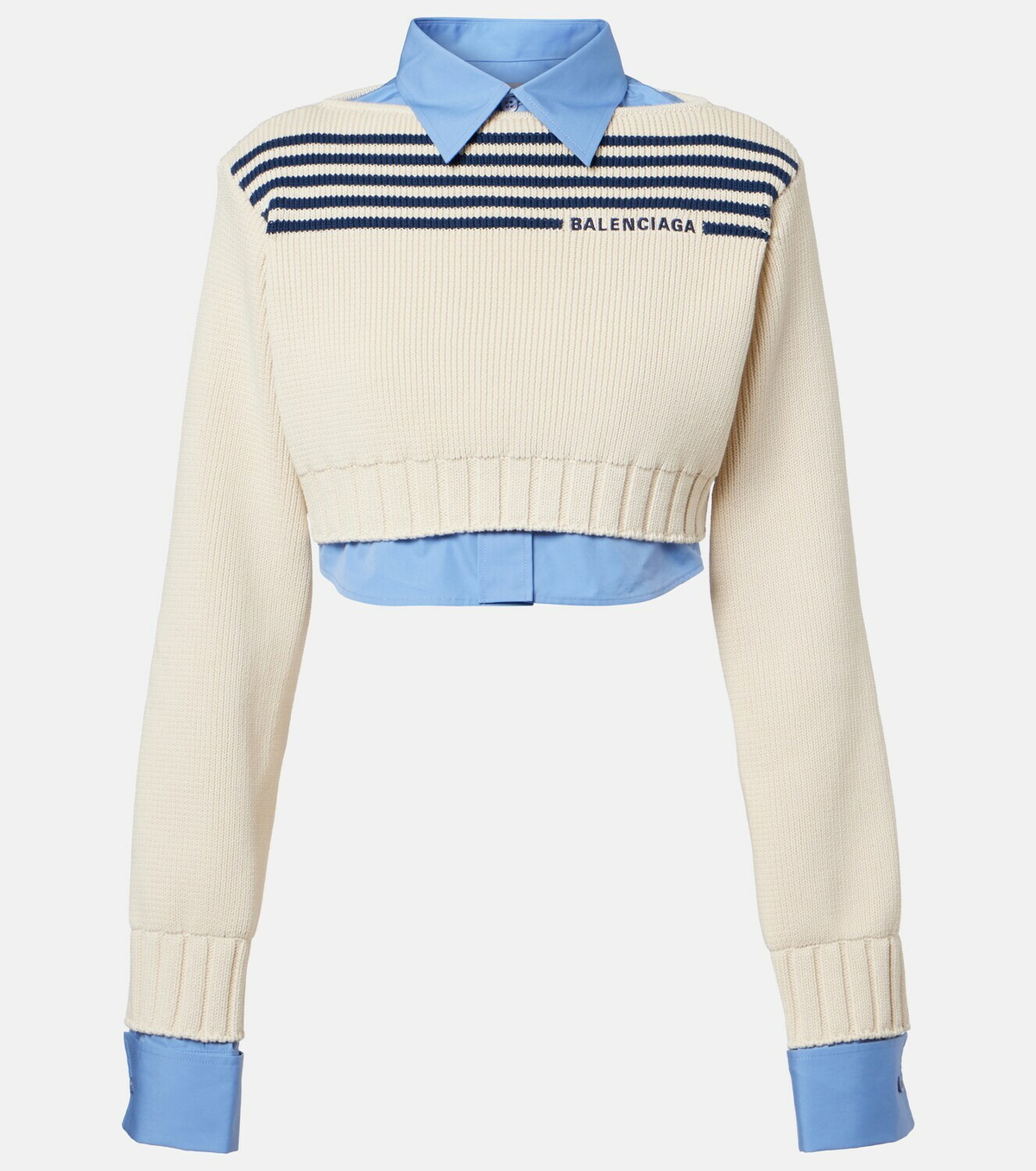 Balenciaga Striped cropped cotton sweater