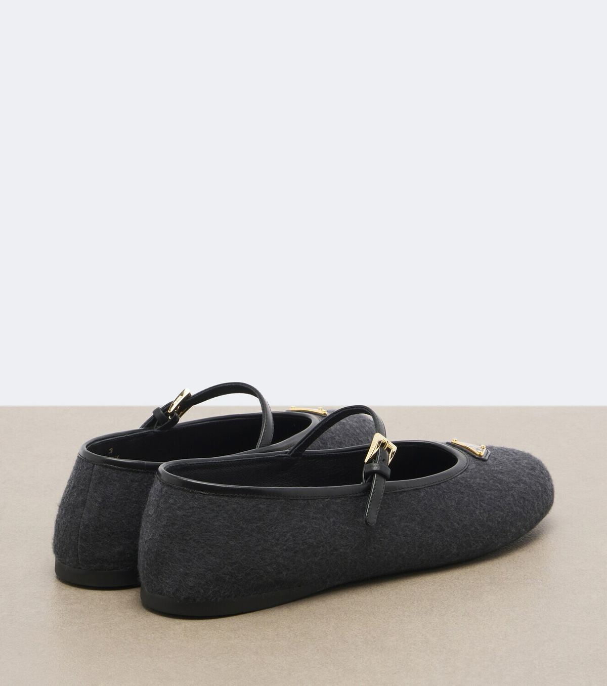 Prada Leather-trimmed cashmere Mary Jane flats