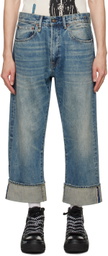 R13 Blue Cuffed X-Boyfriend Jeans