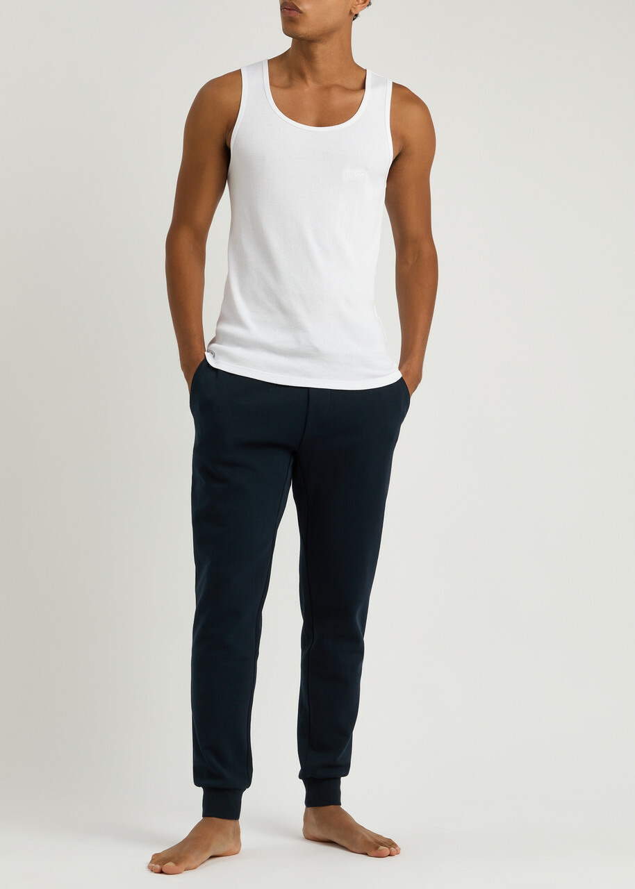 Boss Logo-embroidered Cotton Tank set of Three White