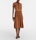 Self-Portrait Belted pointelle cotton-blend midi dress