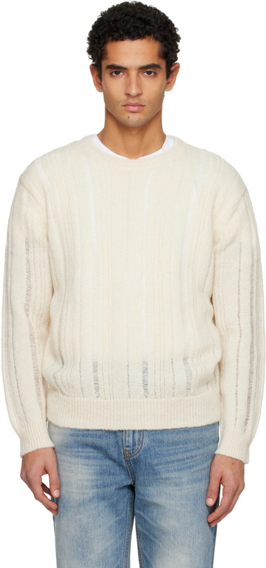 Photo: TONYWACK Off-White Kid Mohair Distressed Ribbed Sweater
