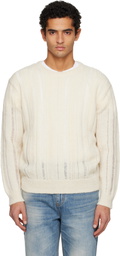 TONYWACK Off-White Kid Mohair Distressed Ribbed Sweater