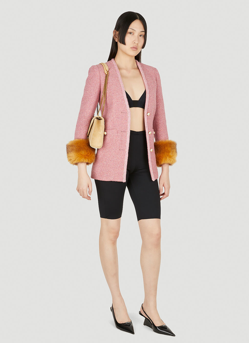 Fur trim clearance blazer