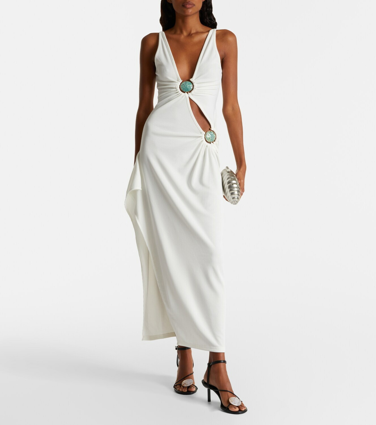 Christopher Esber Mineral Stone embellished jersey maxi dress