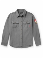 Cherry Los Angeles - Moleskin Logo-Appliquéd Brushed Cotton-Flannel Shirt - Gray