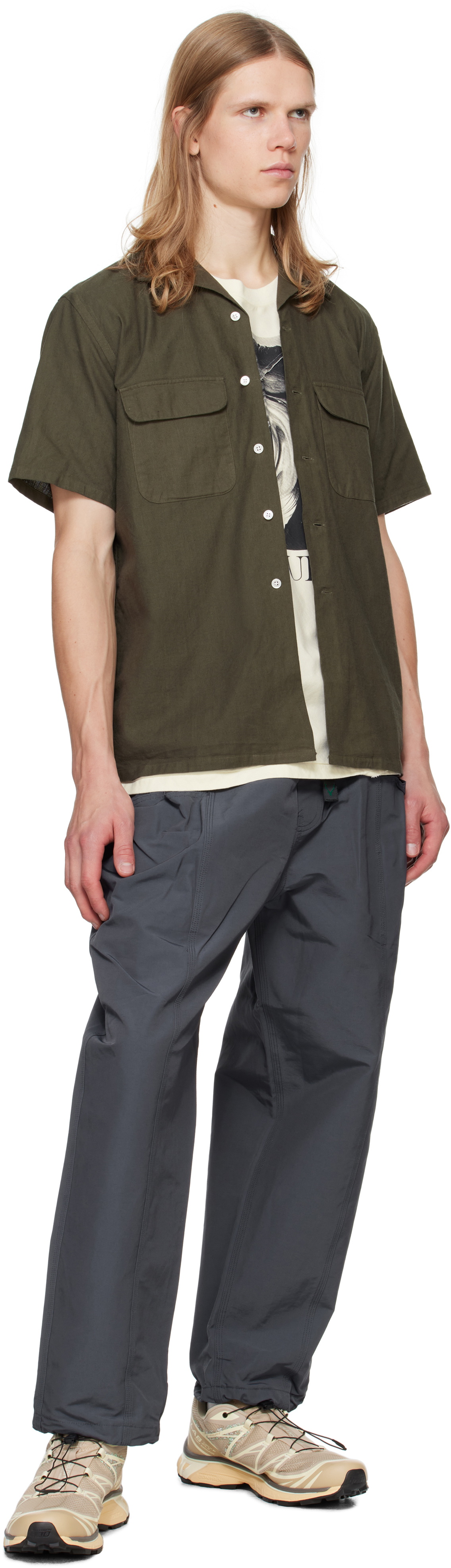South2 West8 Gray Belted C.S Trousers
