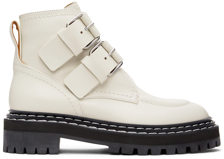 Proenza Schouler Off White Leather Buckle Boots Proenza Schouler