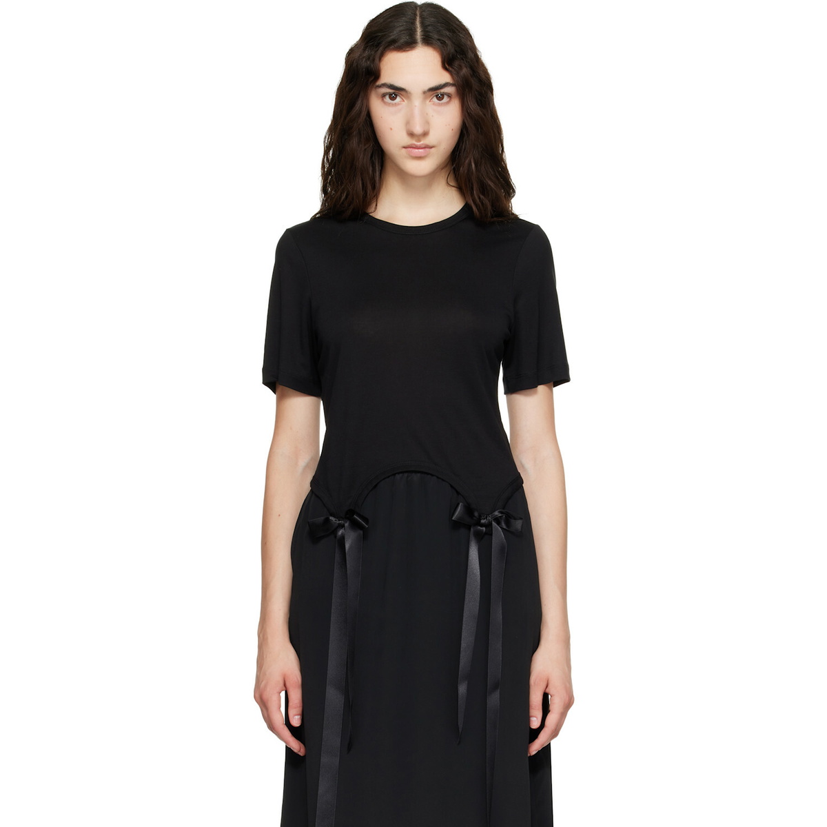 Simone Rocha Black Bow Tail Easy T-shirt