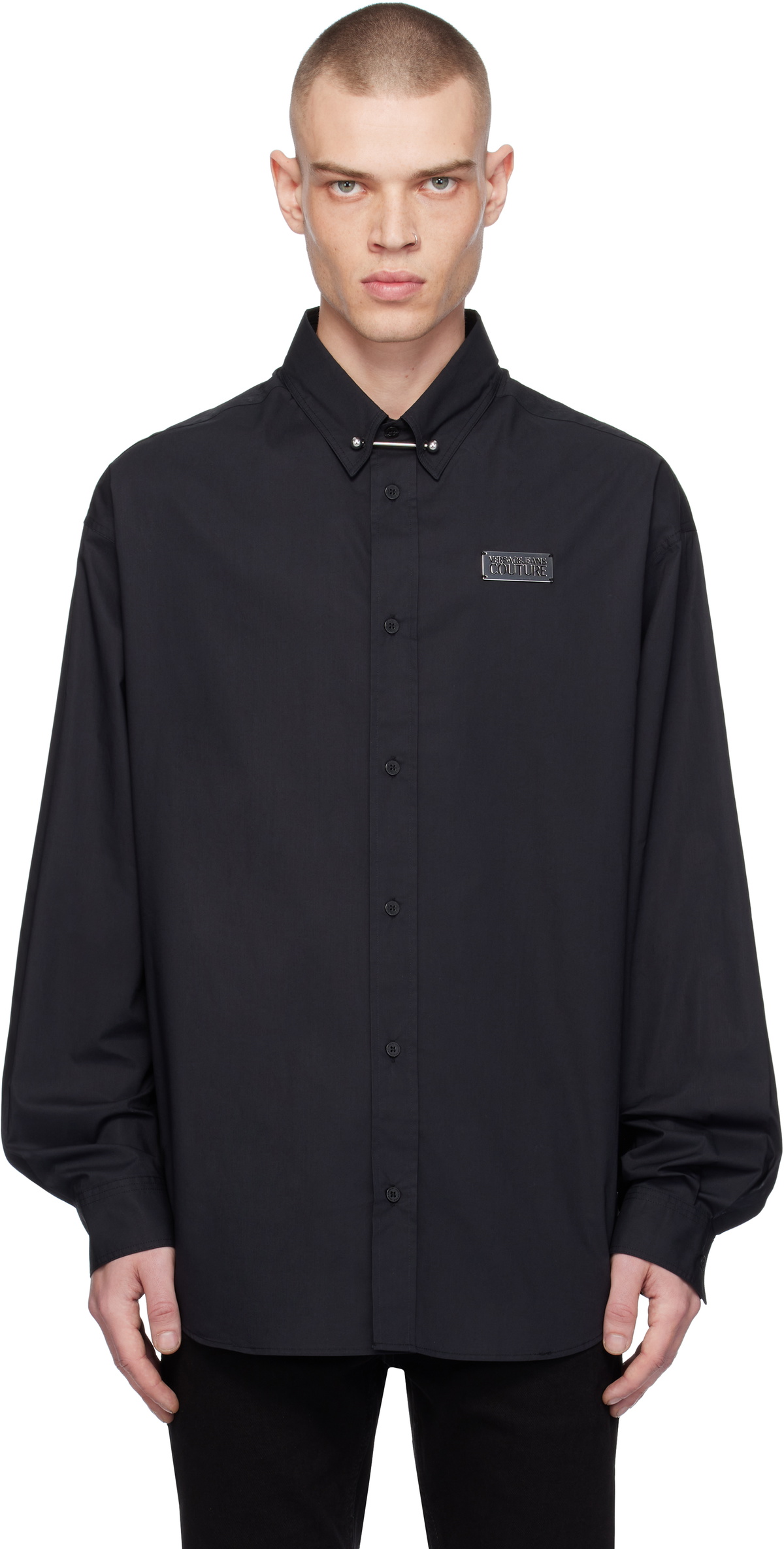 Versace Jeans Couture Black Piercing Relaxed-Fit Shirt Versace