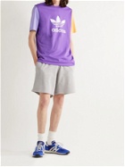 ADIDAS ORIGINALS - Logo-Print Colour-Block Cotton-Jersey T-Shirt - Purple - L