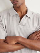 Mr P. - Knitted Cotton Polo Shirt - Gray