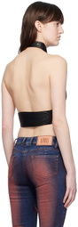 Raga Malak Black Eat Me Faux-Leather Camisole
