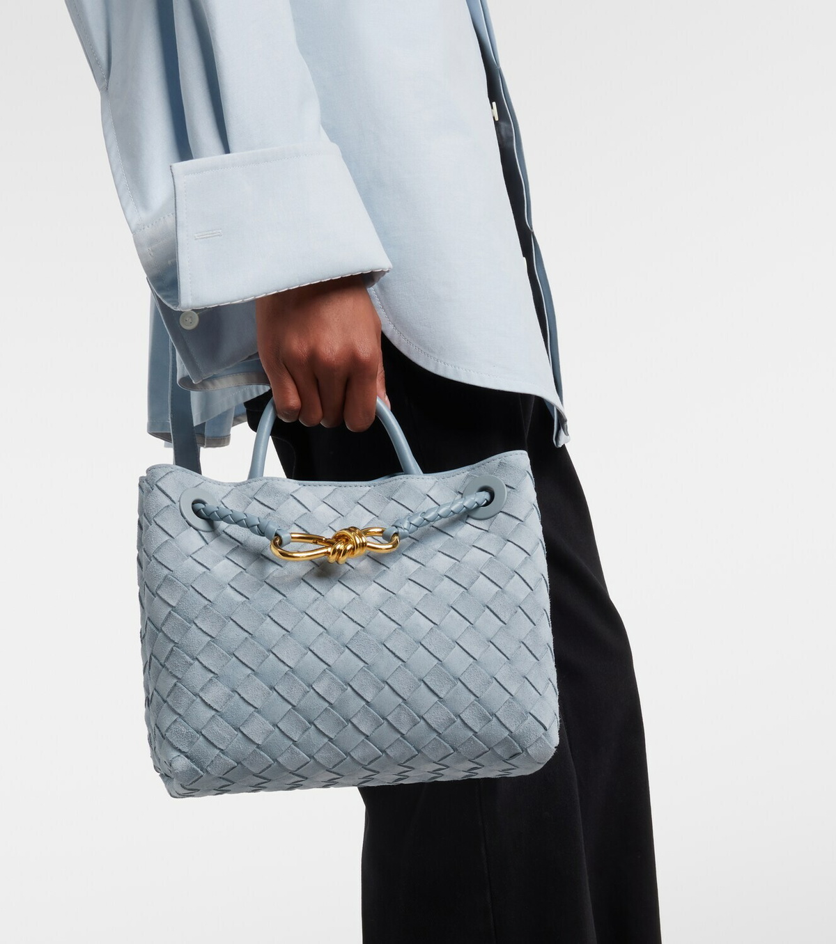 Bottega Veneta Andiamo Small suede top-handle bag