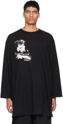 Yohji Yamamoto Black Graphic Print Oversized Long Sleeve T-Shirt