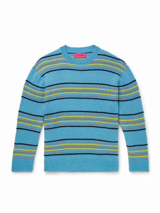 Photo: The Elder Statesman - Reef Striped Cashmere and Cotton-Blend Sweater - Blue
