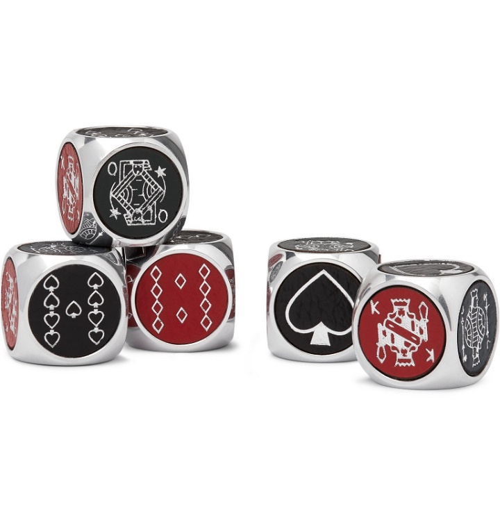 Photo: William & Son - Aluminium and Leather Poker Dice Set - Silver