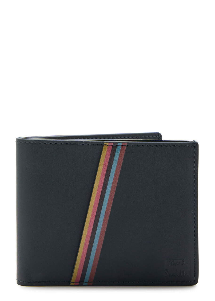 Paul Smith Stripe-print Leather Wallet - Navy - One Size