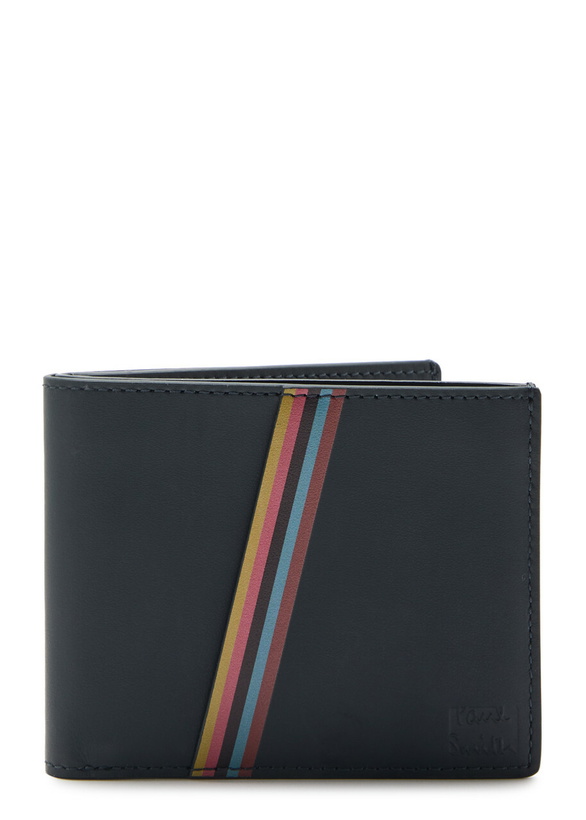 Photo: Paul Smith Stripe-print Leather Wallet - Navy - One Size