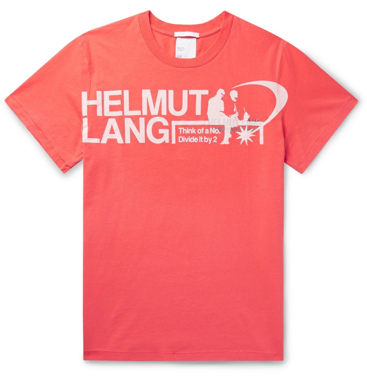 Photo: Helmut Lang - Pelvis Records Logo-Embroidered Printed Cotton-Jersey T-Shirt - Orange
