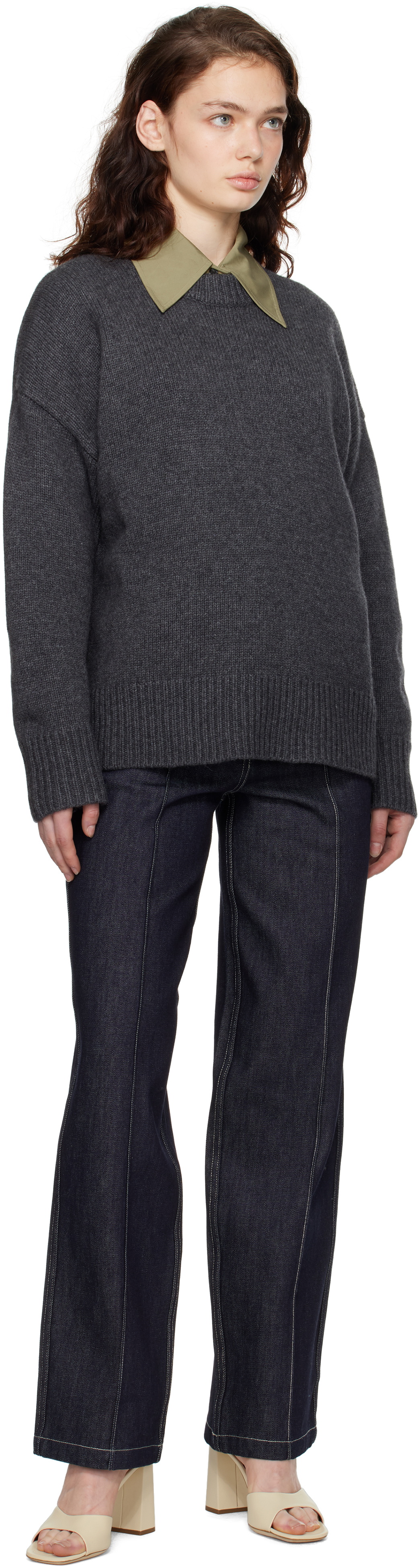 CO Gray Boyfriend Crew Neck Sweater