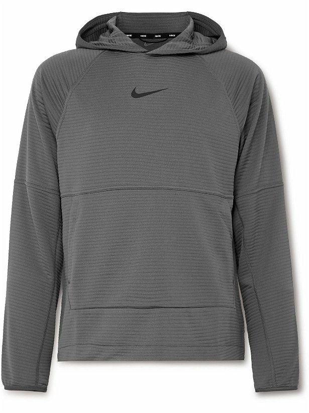 Photo: Nike Training - Logo-Print Dri-FIT Fleece Hoodie - Gray