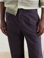 Auralee - Drawstring Cotton Straight-Leg Trousers - Brown