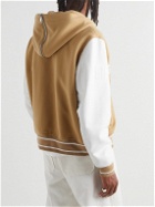 Givenchy - Logo-Appliquéd Wool-Blend and Leather Hooded Bomber Jacket - Neutrals