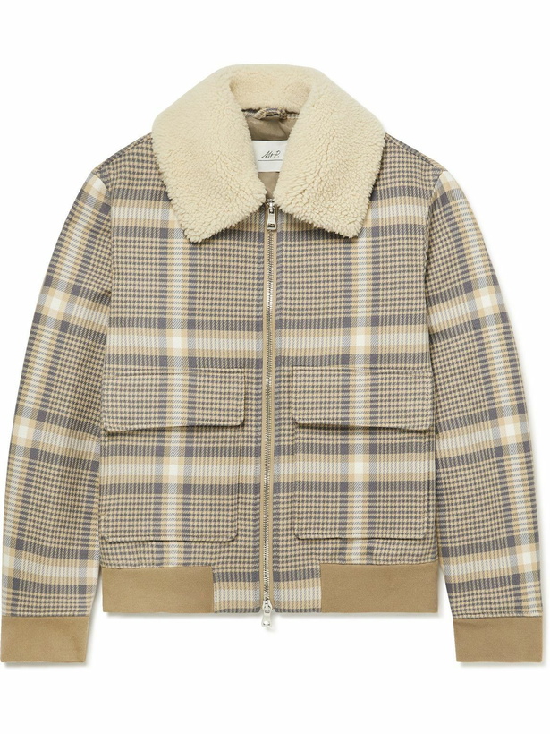 Photo: Mr P. - Shearling-Trimmed Checked Cotton-Blend Blouson Jacket - Brown