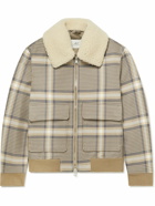 Mr P. - Shearling-Trimmed Checked Cotton-Blend Blouson Jacket - Brown