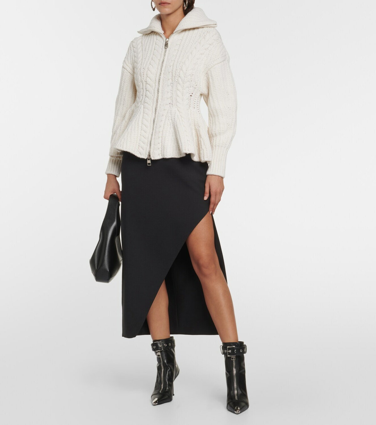 Alexander McQueen Peplum wool-blend cardigan Alexander McQueen