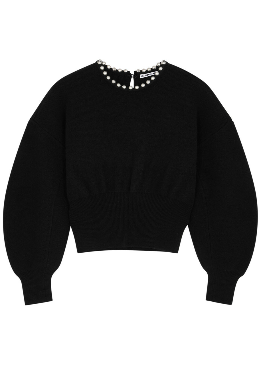 Alexander Wang Bead-embellished Wool-blend Jumper Black