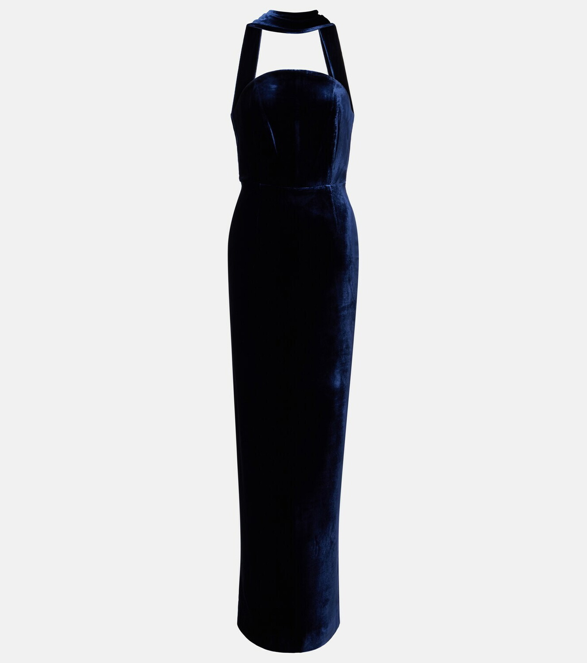 Roland Mouret Scarf-detail velvet corset gown
