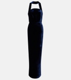 Roland Mouret Scarf-detail velvet corset gown