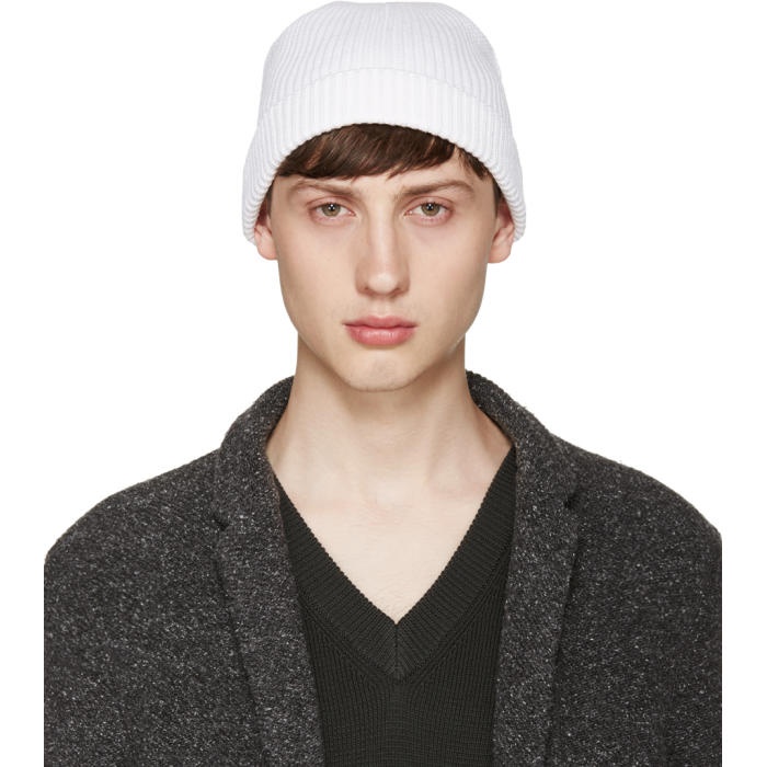 Photo: Lemaire White Ribbed Beanie