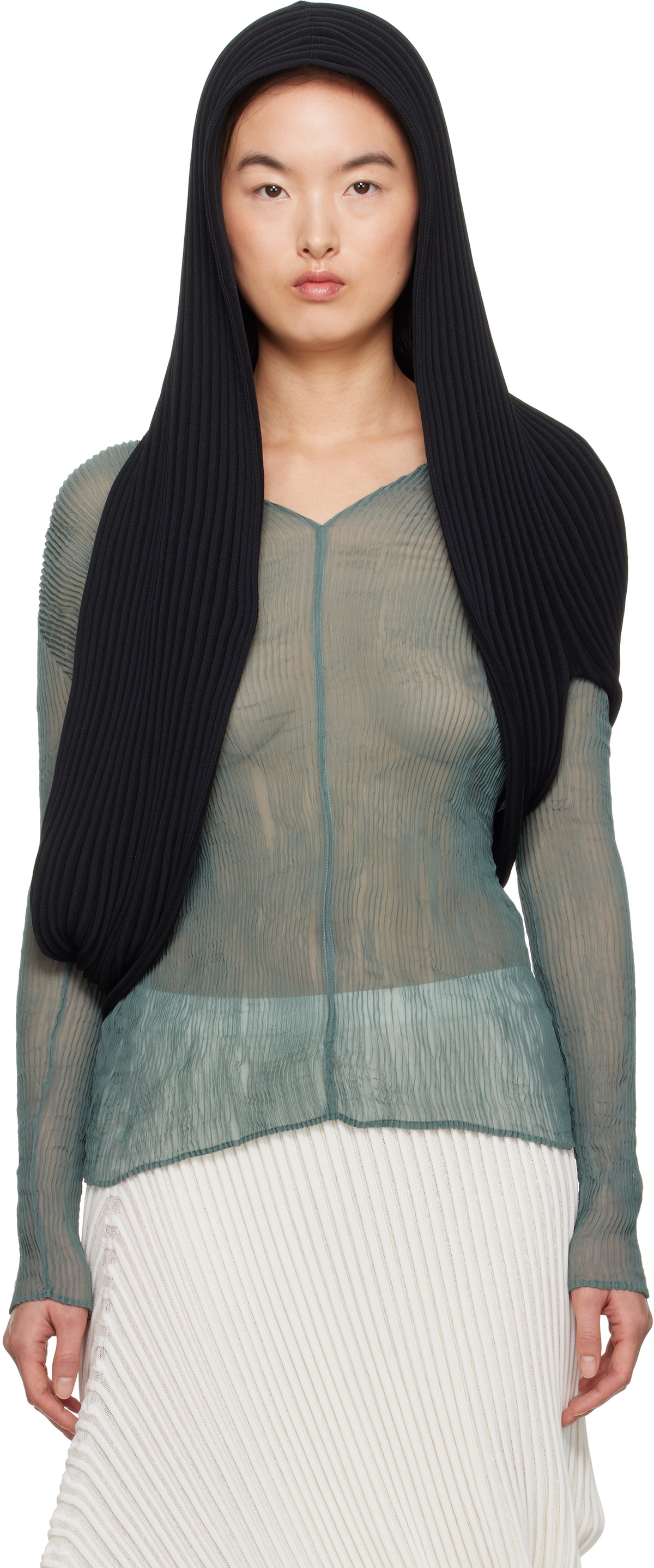 ISSEY MIYAKE Black Stream Stole Scarf