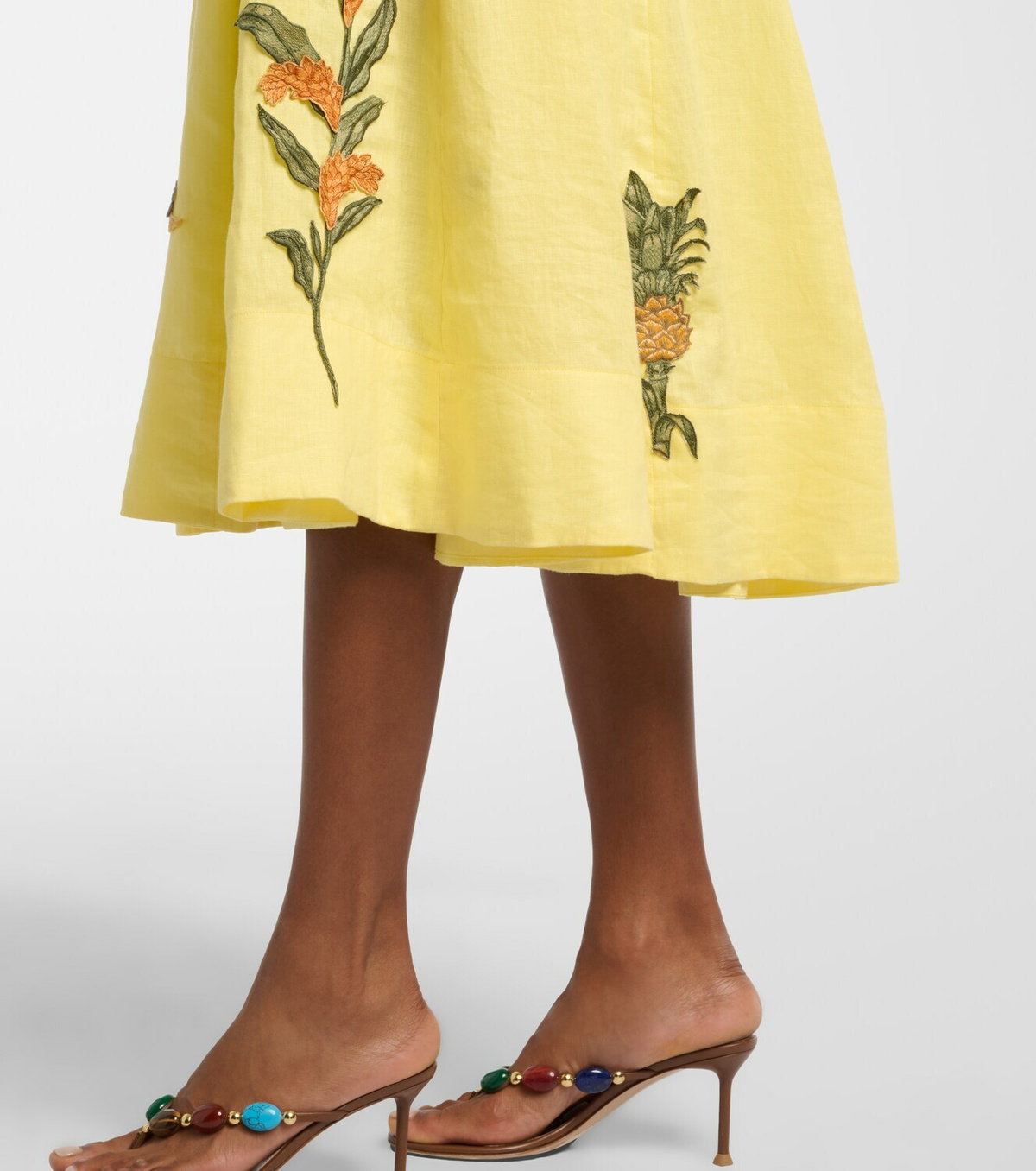 Agua by Agua Bendita Frontera patch-appliqué linen midi dress