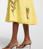 Agua by Agua Bendita Frontera patch-appliqué linen midi dress