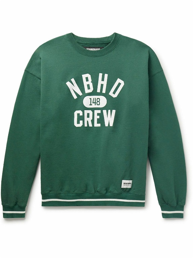 Photo: Neighborhood - College Logo-Print Cotton-Jersey Sweatshirt - Green