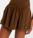 Miu Miu Lace-trimmed pointelle cotton miniskirt