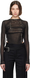 Ann Demeulemeester Black Oke Long Sleeve Cropped T-shirt