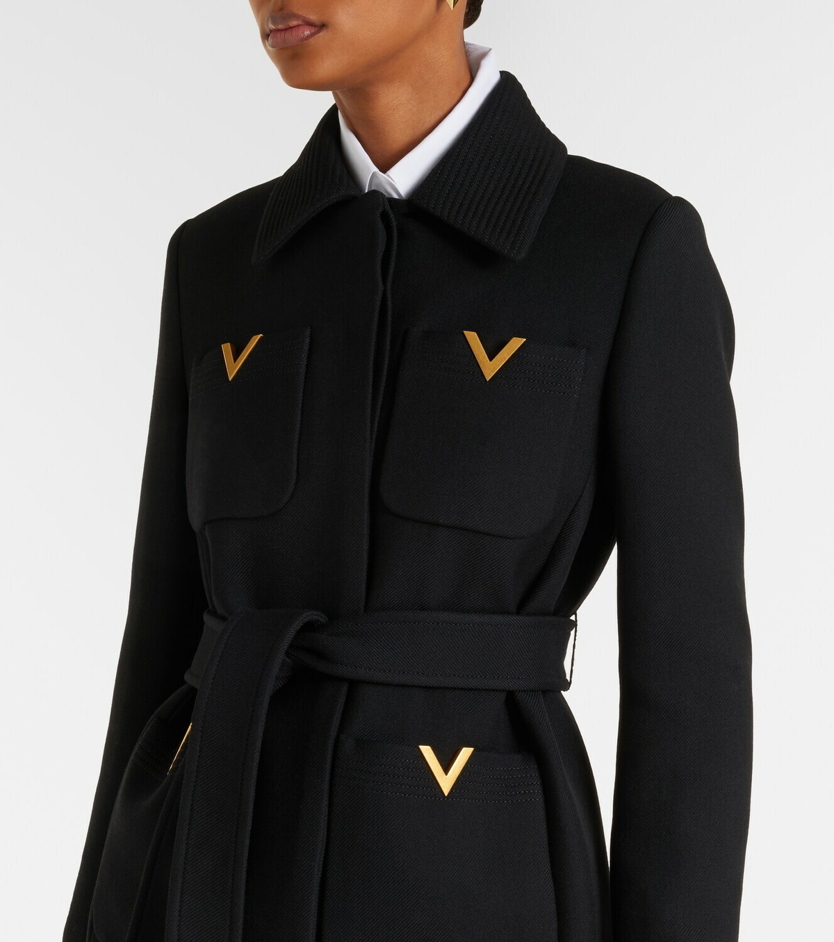 Valentino VGold belted wool and silk coat