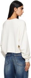 R13 Ecru 'New York' Cropped Sweatshirt