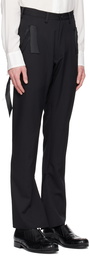 Sulvam Black Frayed Trim Trousers