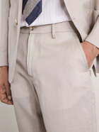 Canali - Straight-Leg Wool and Linen-Blend Twill Suit Trousers - Neutrals