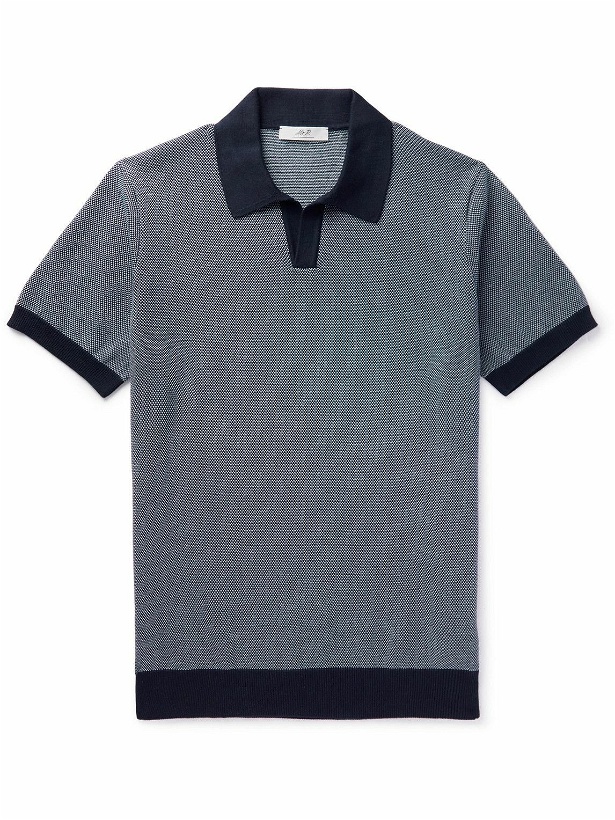 Photo: Mr P. - Honeycomb-Knit Organic Cotton Polo Shirt - Blue