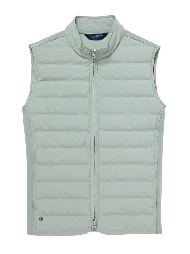 Photo: Peter Millar - Winsome Hybrid Quilted Striped Shell and Piqué Gilet - Green