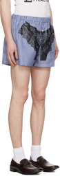 VAQUERA Navy & White Striped Trompe L'Oeil Boxer Shorts