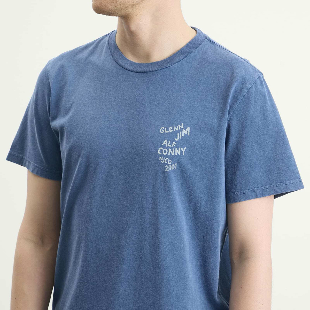 Nudie Jeans Co Men's Roy OG Line-Up T-Shirt in French Blue