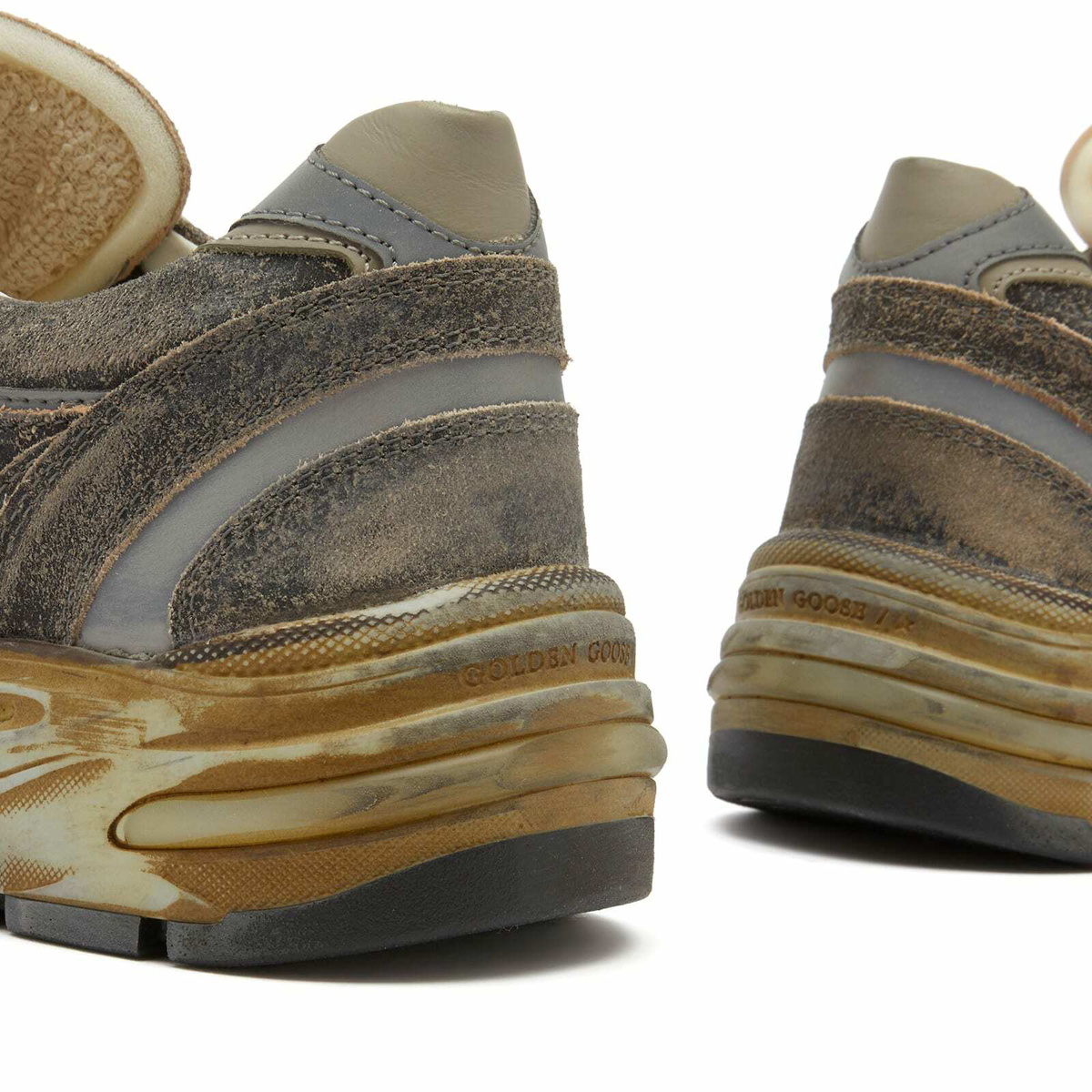 ★Golden ★ Running Dad Sneakers Black Silver Khaki GMF Golden Goose Men's Running Dad Sneaker in Black/Silver/Khaki